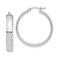 14k White Gold High Polished 5mm Hoop Earrings-TF1403W