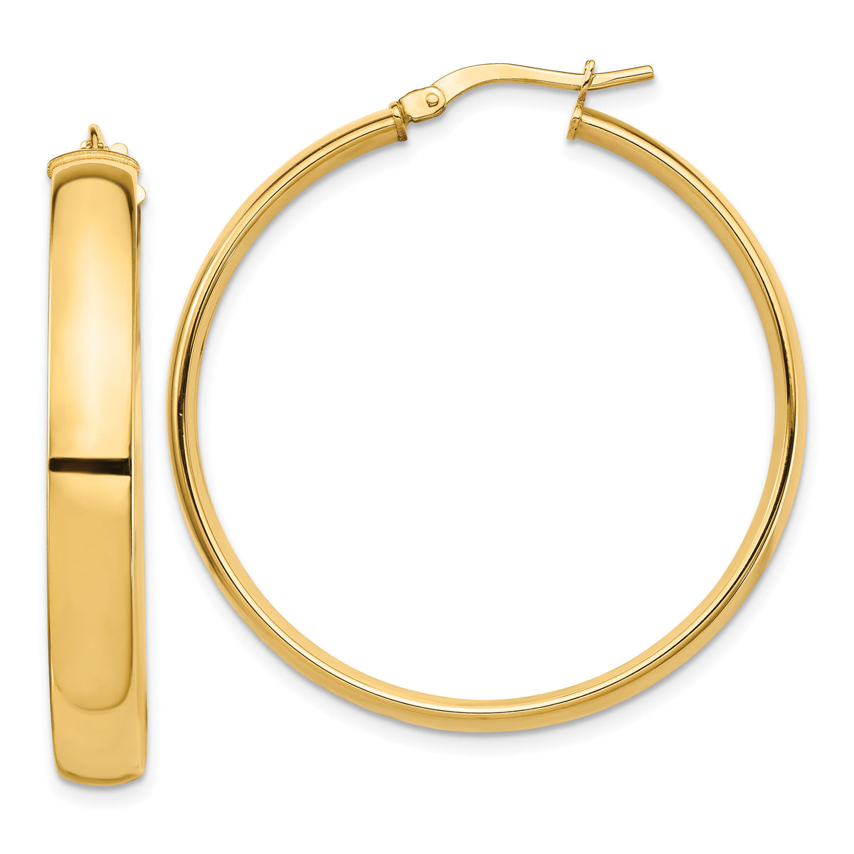 14k High Polished 5mm Hoop Earrings-TF1404