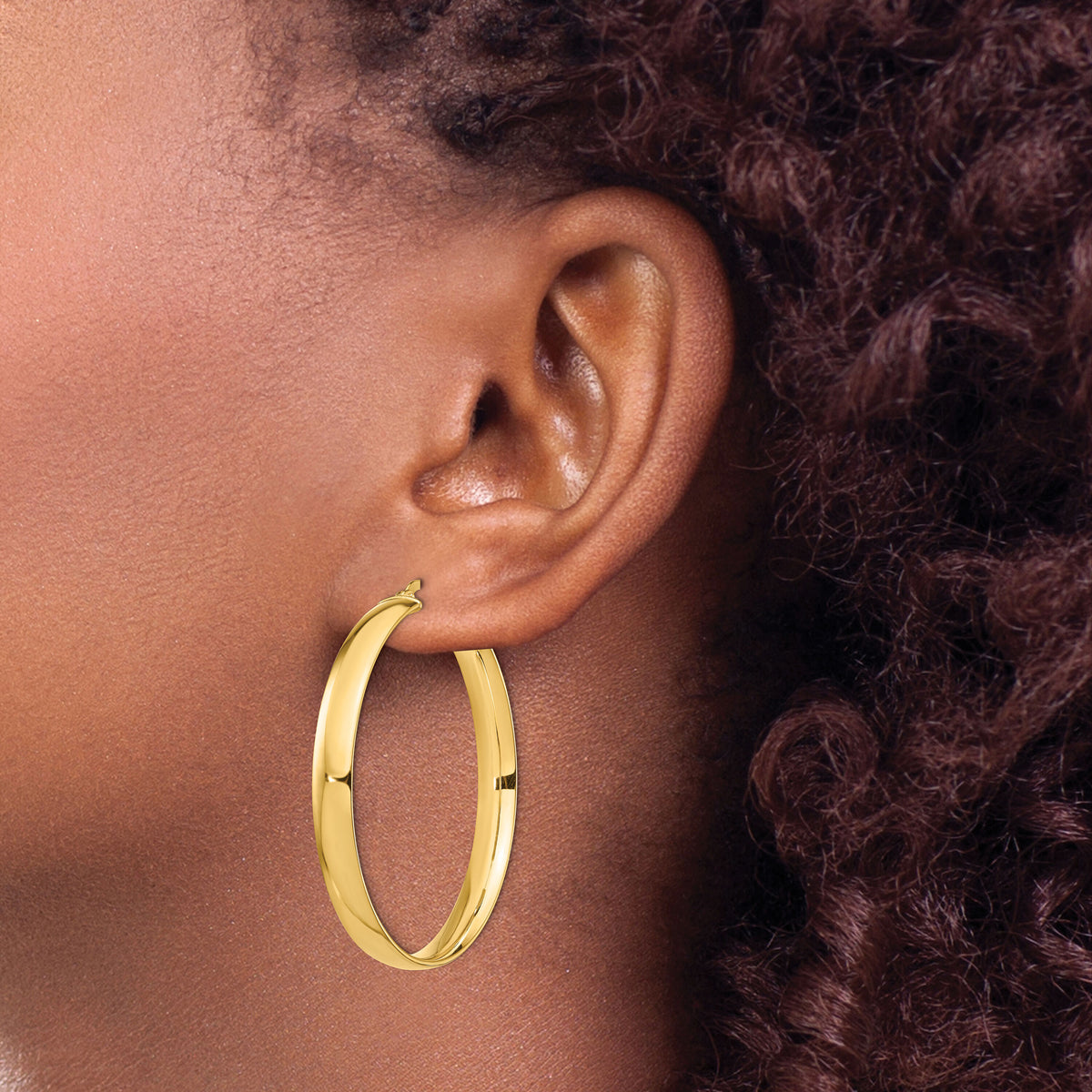 14k High Polished 5mm Hoop Earrings-TF1405