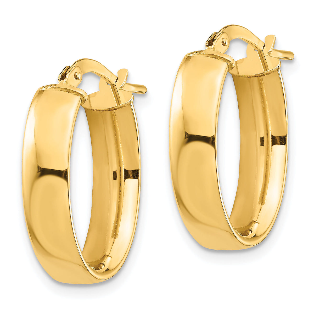 14k High Polished 5mm Oval Hoop Earrings-TF1406