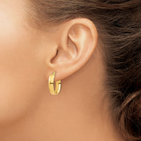 14k High Polished 5mm Oval Hoop Earrings-TF1406