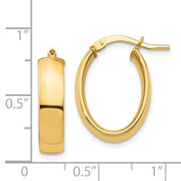 14k High Polished 5mm Oval Hoop Earrings-TF1406
