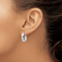 14k White Gold High Polished 5mm Oval Hoop Earrings-TF1406W