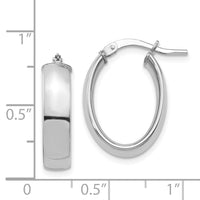 14k White Gold High Polished 5mm Oval Hoop Earrings-TF1406W