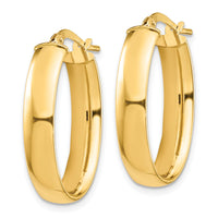 14k High Polished 5mm Oval Hoop Earrings-TF1407