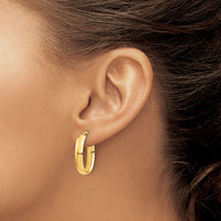 14k High Polished 5mm Oval Hoop Earrings-TF1407