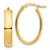 14k High Polished 5mm Oval Hoop Earrings-TF1407