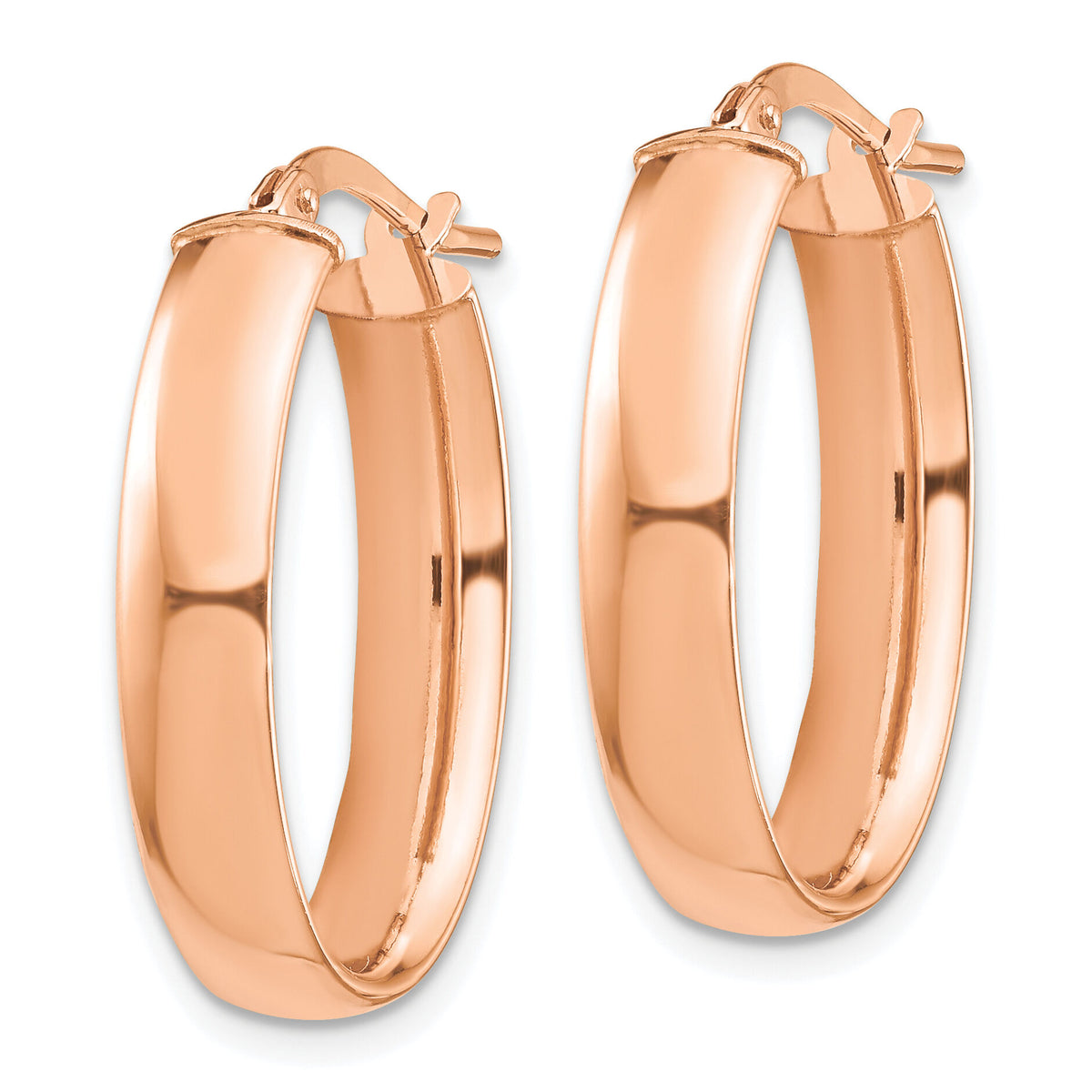 14k Rose Gold High Polished 5mm Oval Hoop Earrings-TF1407R