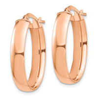 14k Rose Gold High Polished 5mm Oval Hoop Earrings-TF1407R