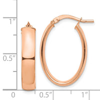 14k Rose Gold High Polished 5mm Oval Hoop Earrings-TF1407R