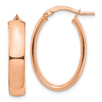 14k Rose Gold High Polished 5mm Oval Hoop Earrings-TF1407R