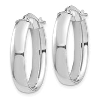 14k White Gold High Polished 5mm Oval Hoop Earrings-TF1407W