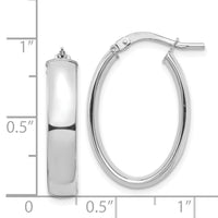 14k White Gold High Polished 5mm Oval Hoop Earrings-TF1407W