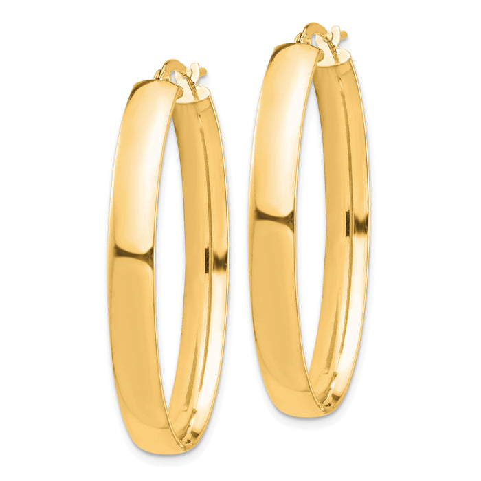 14k High Polished 5mm Oval Hoop Earrings-TF1409
