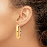 14k High Polished 5mm Oval Hoop Earrings-TF1409