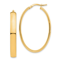 14k High Polished 5mm Oval Hoop Earrings-TF1409