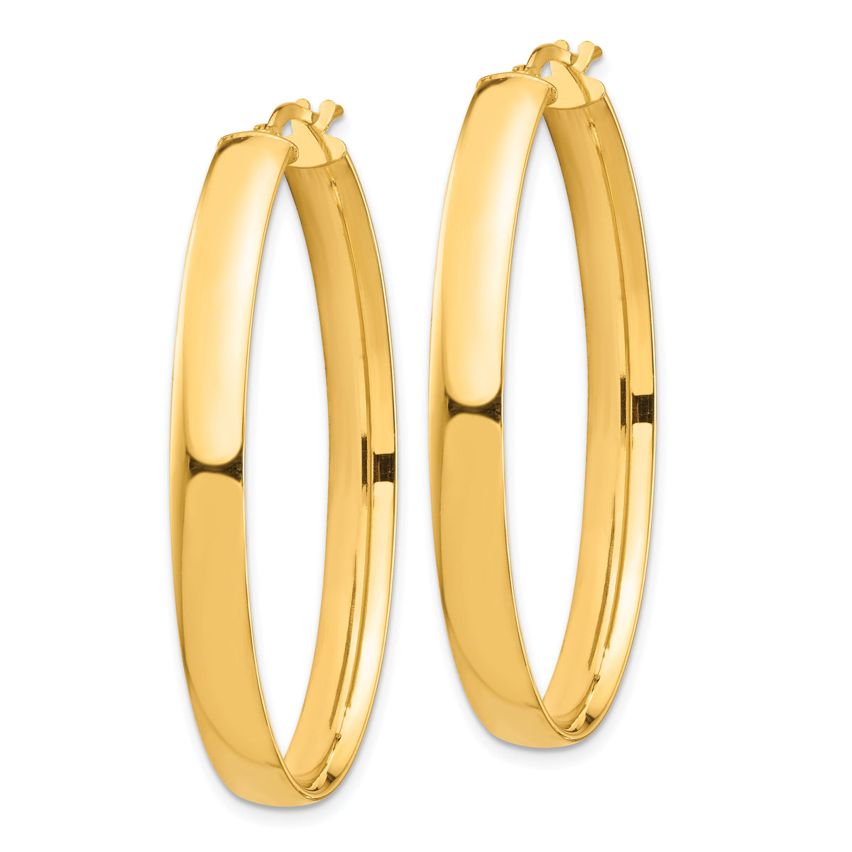 14k High Polished 5mm Oval Hoop Earrings-TF1410