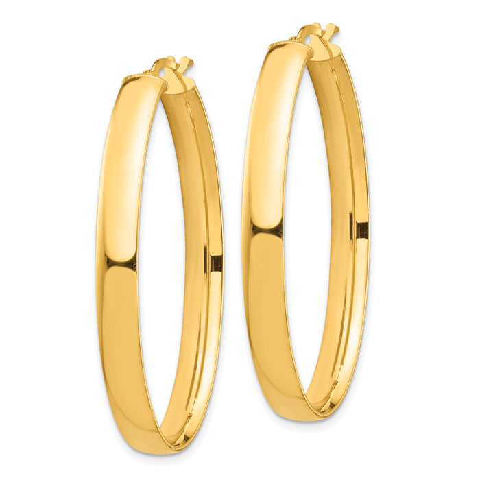 14k High Polished 5mm Oval Hoop Earrings-TF1410