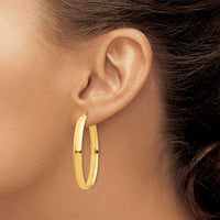 14k High Polished 5mm Oval Hoop Earrings-TF1410