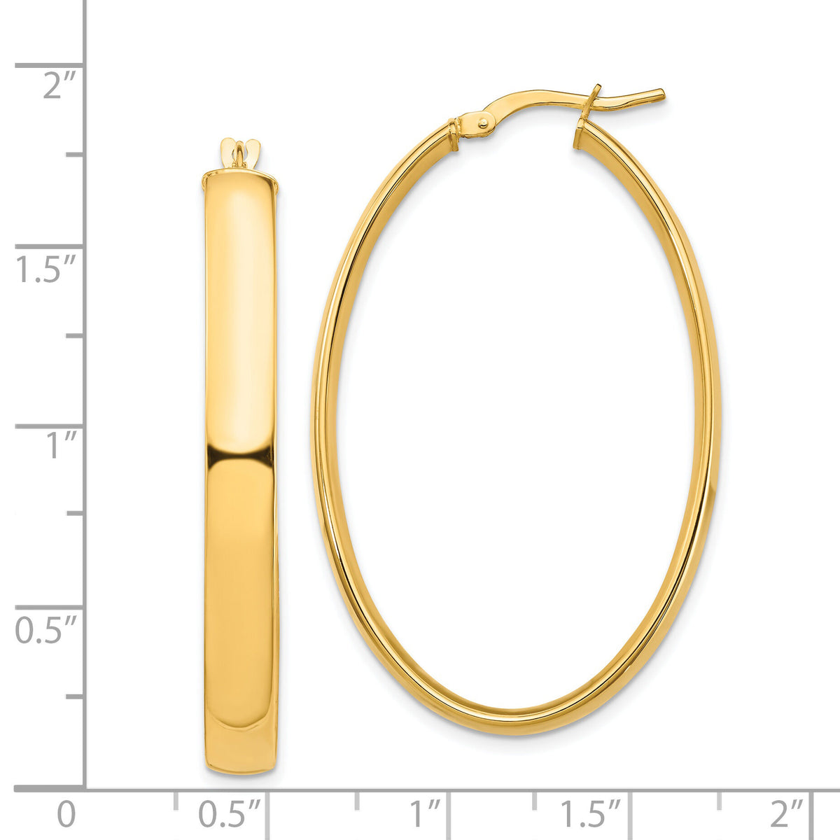 14k High Polished 5mm Oval Hoop Earrings-TF1410