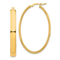 14k High Polished 5mm Oval Hoop Earrings-TF1410
