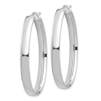 14k White Gold High Polished 5mm Oval Hoop Earrings-TF1410W