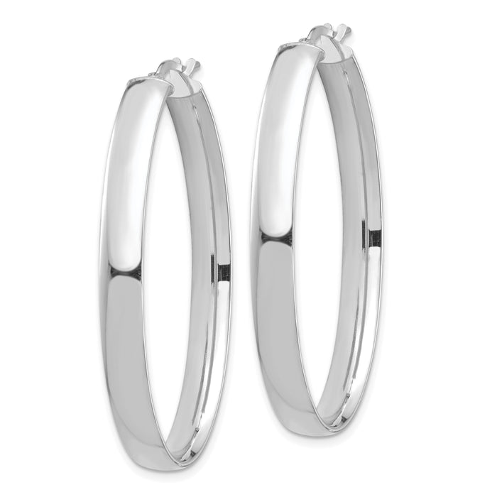 14k White Gold High Polished 5mm Oval Hoop Earrings-TF1410W