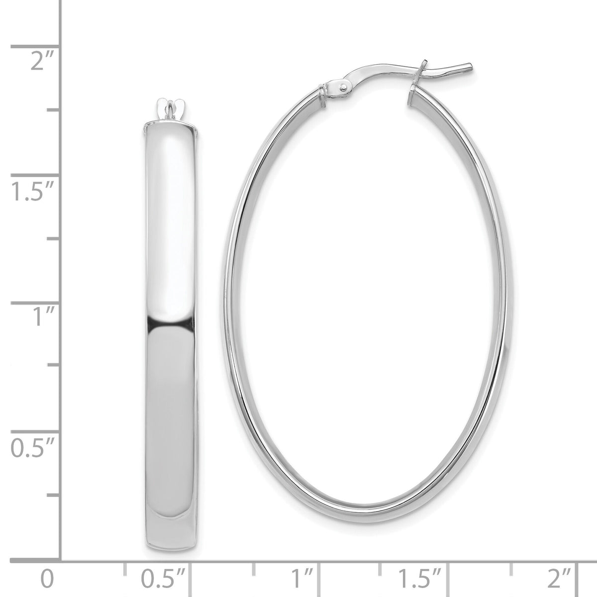 14k White Gold High Polished 5mm Oval Hoop Earrings-TF1410W