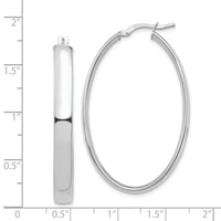 14k White Gold High Polished 5mm Oval Hoop Earrings-TF1410W
