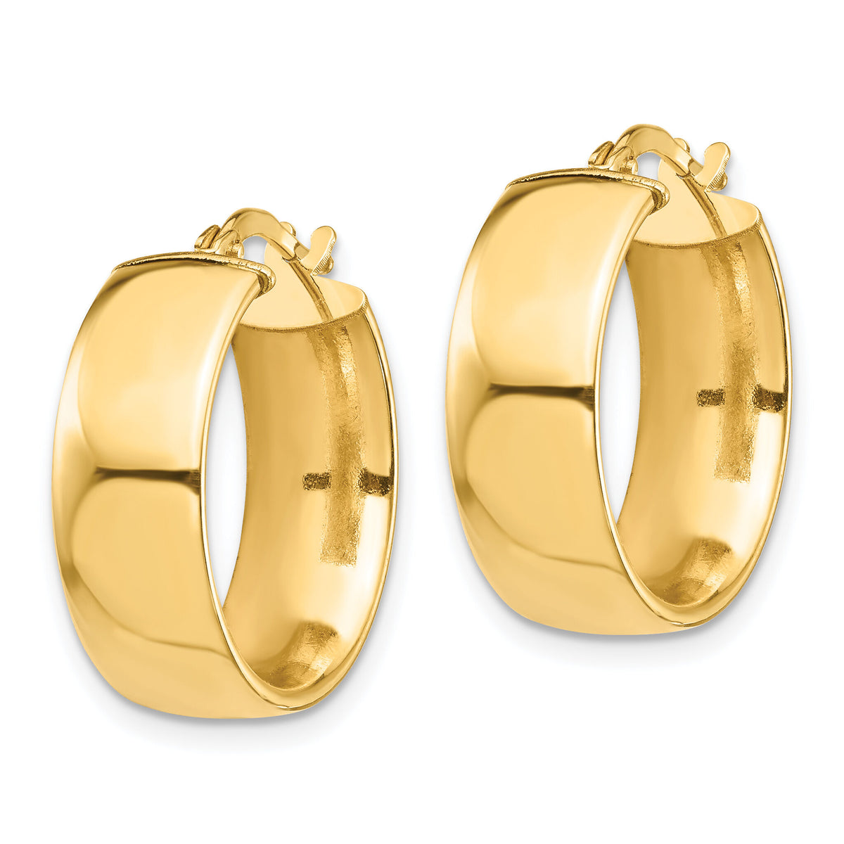 14k High Polished 7mm Hoop Earrings-TF1412