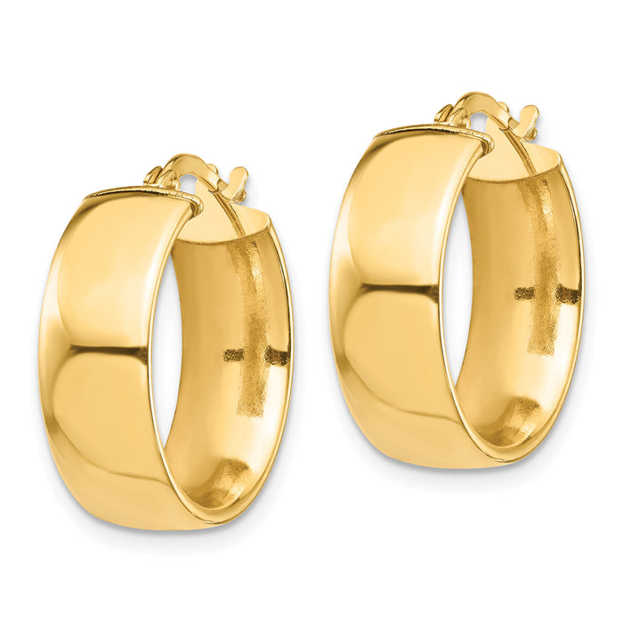14k High Polished 7mm Hoop Earrings-TF1412