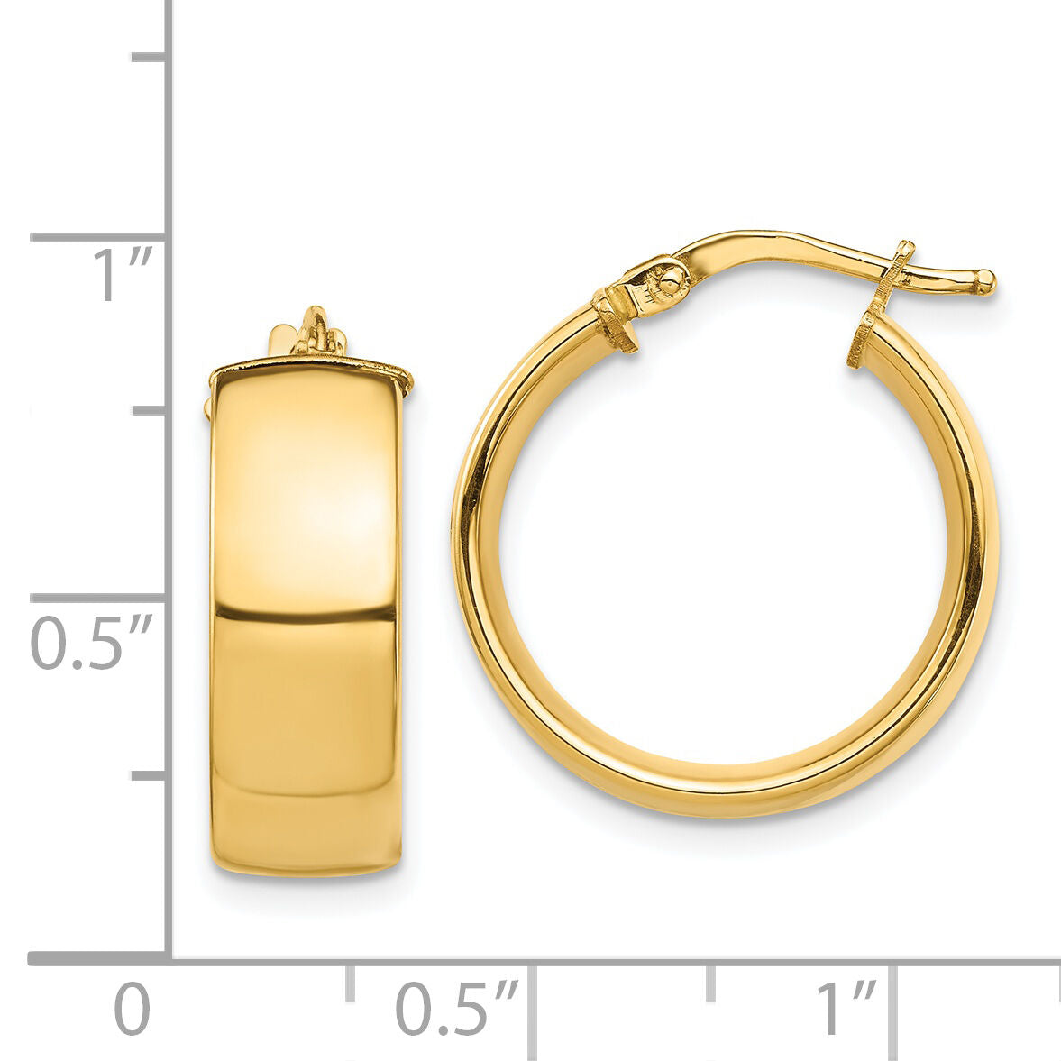 14k High Polished 7mm Hoop Earrings-TF1412