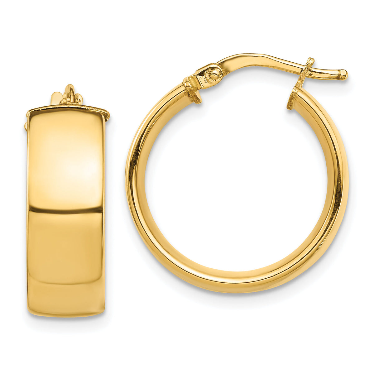 14k High Polished 7mm Hoop Earrings-TF1412