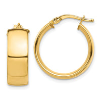 14k High Polished 7mm Hoop Earrings-TF1412