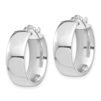 14k White Gold High Polished 7mm Hoop Earrings-TF1412W