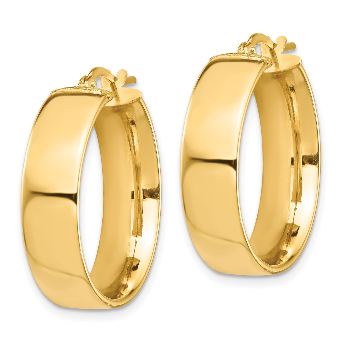 14k High Polished 7mm Hoop Earrings-TF1413