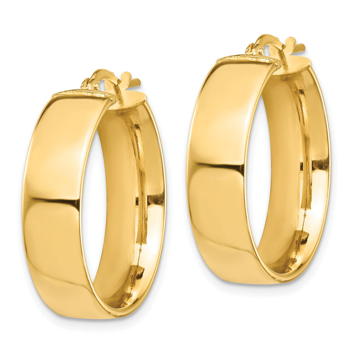 14k High Polished 7mm Hoop Earrings-TF1413