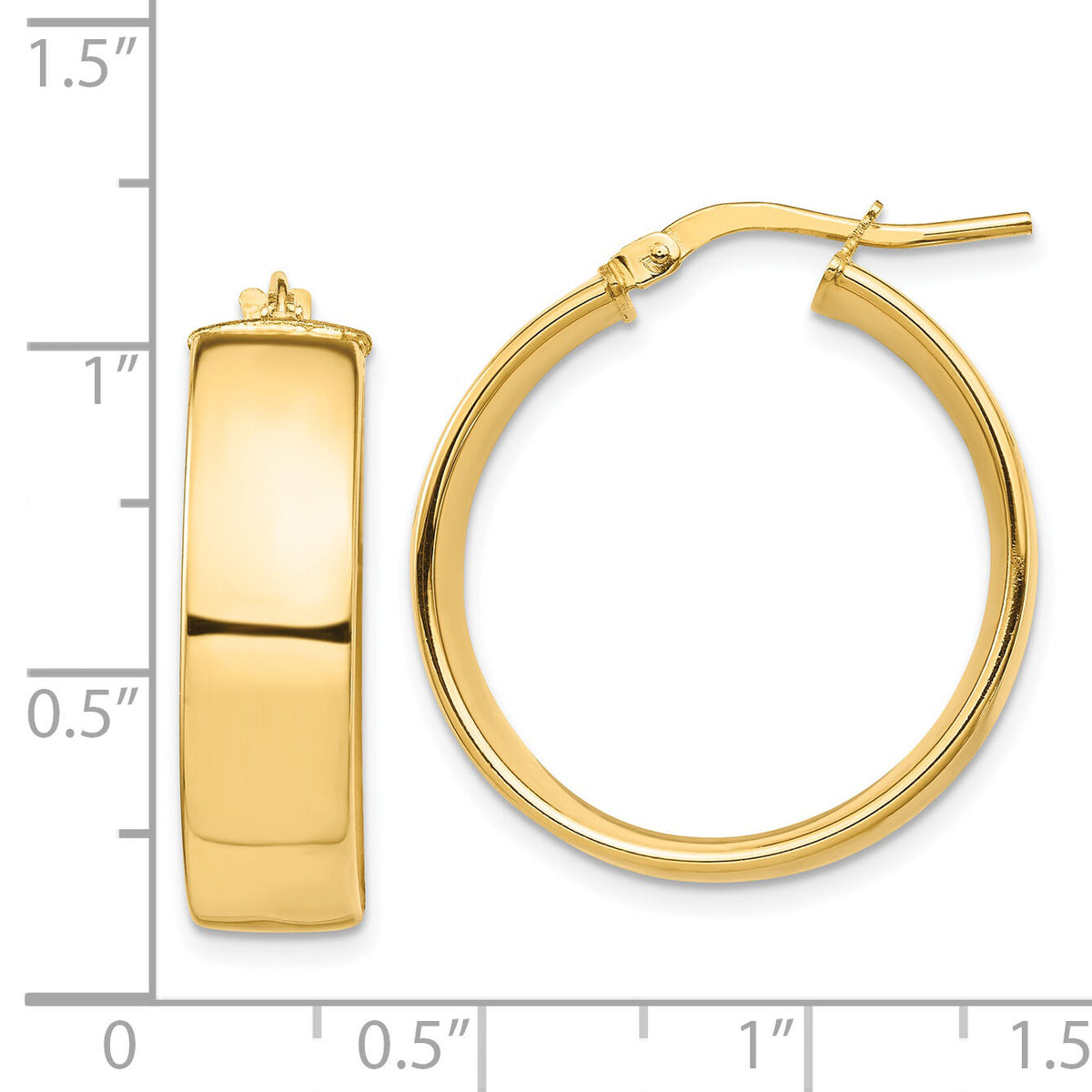 14k High Polished 7mm Hoop Earrings-TF1413
