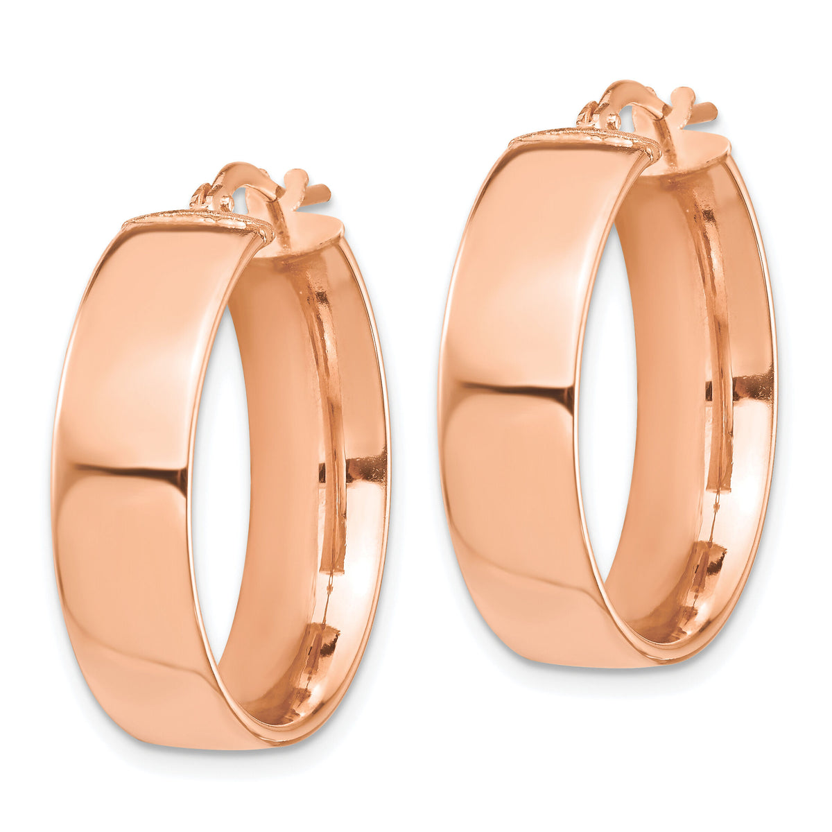 14k Rose Gold High Polished 7mm Hoop Earrings-TF1413R