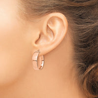 14k Rose Gold High Polished 7mm Hoop Earrings-TF1413R