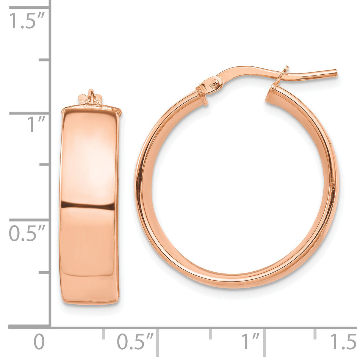 14k Rose Gold High Polished 7mm Hoop Earrings-TF1413R