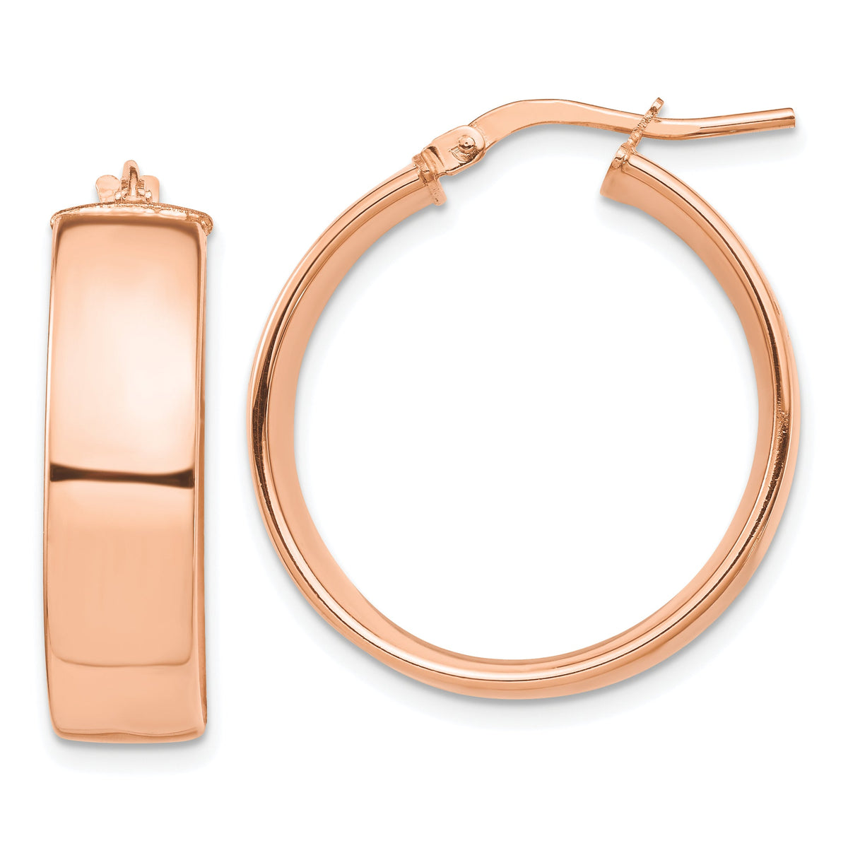 14k Rose Gold High Polished 7mm Hoop Earrings-TF1413R
