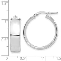 14k White Gold High Polished 7mm Hoop Earrings-TF1413W