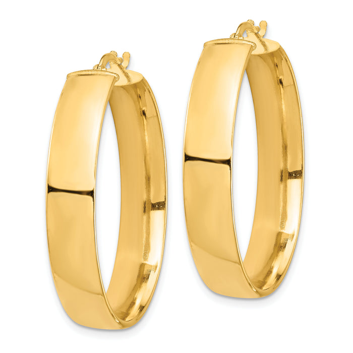 14k High Polished 7mm Hoop Earrings-TF1415