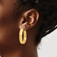 14k High Polished 7mm Hoop Earrings-TF1415