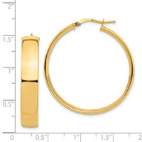 14k High Polished 7mm Hoop Earrings-TF1415