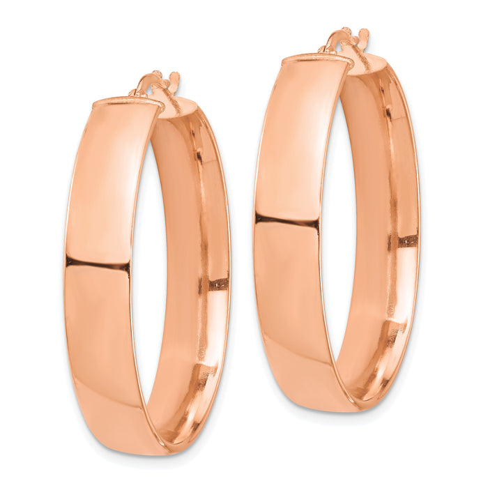 14k Rose Gold High Polished 7mm Hoop Earrings-TF1415R