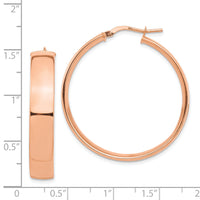 14k Rose Gold High Polished 7mm Hoop Earrings-TF1415R
