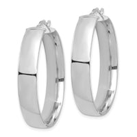 14k White Gold High Polished 7mm Hoop Earrings-TF1415W