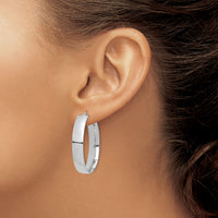 14k White Gold High Polished 7mm Hoop Earrings-TF1415W